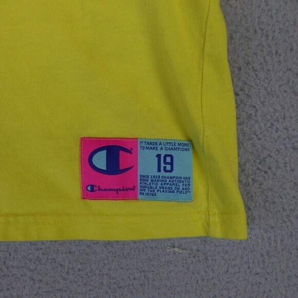 Champion Shirt Womens Large L Yellow Reverse Weave Crop Top Colorful Cotton - Picture 2 of 11